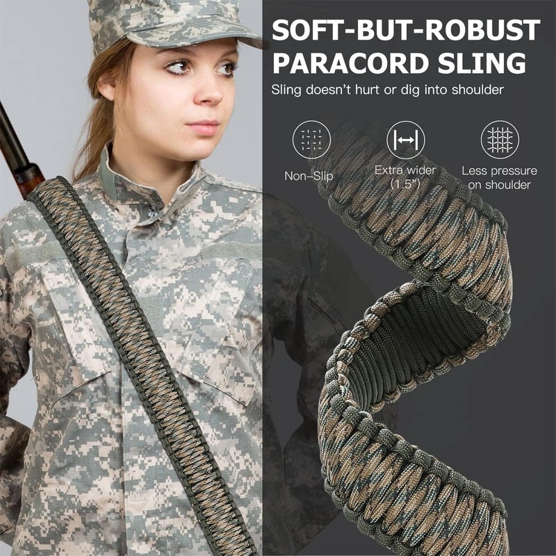 DDOUT 2 Point Rifle Sling, 550 Paracord Gun Sling for Rifle with Tri-Lock Swivels and Quick Adjustable Length Strap for Shooting, Hunting and Range - Image 5